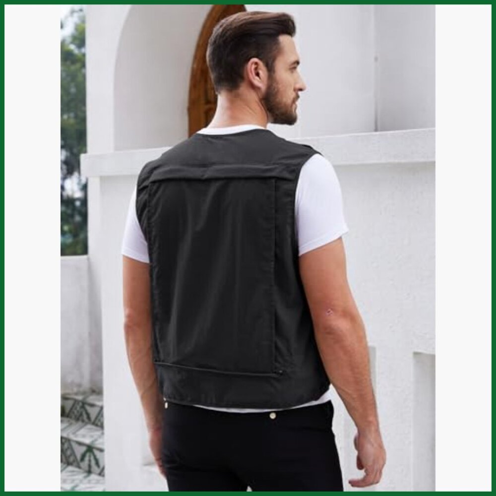 Lightweight Nylon Mesh Fishing Vest with Multi-Pockets, Zipper Front - Picture 4 of 7